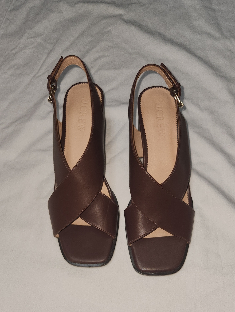 J. Crew Brown Leather Crisscross Slingback Sandals